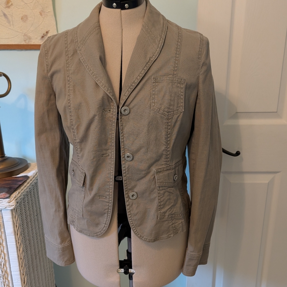 GAP Vintage Cotton Blazer, Khaki Green, Size 10